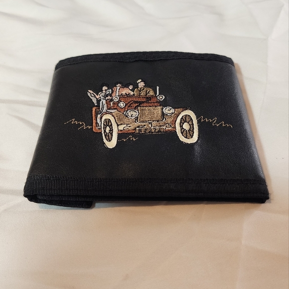 Vintage Black Wallet with Vintage Car Design - Picture 1 of 4